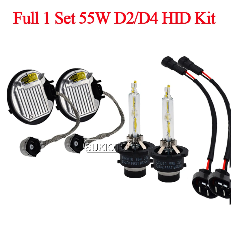 SUKIOTO Fast Bright 55W Xenon D2S D4S HID Headlight Kit Xenon Bulb 5500K D2R D4R D2 D4 Car Light Ballast 85967-45010 8596745010 (6)