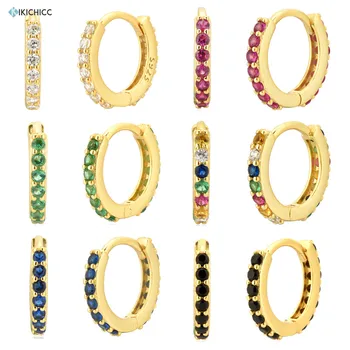 

Kikichicc 925 Sterling Silver 8.8mm Huggies Middle Hoops 2020 Rock Punk Zircon Pave Luxury Fashion Jewelry Loop Piercing Ohrring