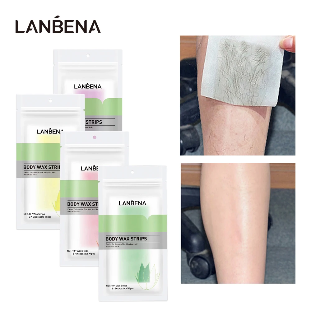 LANBENA Body Wax Strips Hair Removal Papers Natural Beeswax Double Side