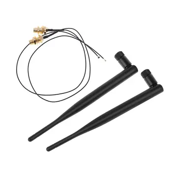 

2x6Dbi 2.4GHz 5GHz Dual Band M.2 IPEX MHF4 U.fl Extension Cable to WiFi RP-SMA Pigtail Antenna Set for Wireless Router Aerial
