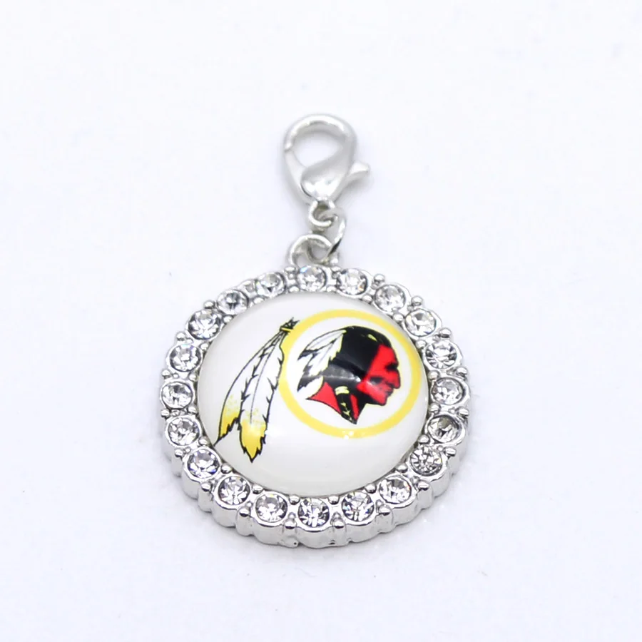 Silver Pendant Rhinestone Charms Washington Redskins Charms for Bracelet Necklace for Women Men Football Fans Paty Fashion - Окраска металла: as picture