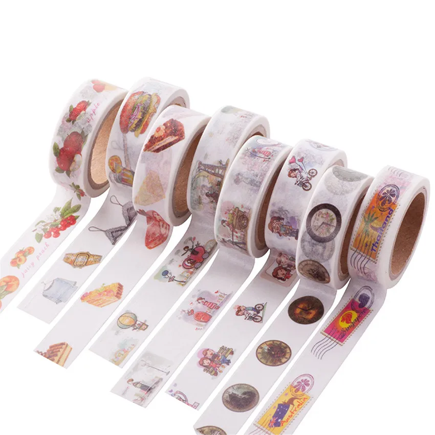 15MMX7M Japanese washi tapes color Dividing Stickers border masking adhesive paper washi tape