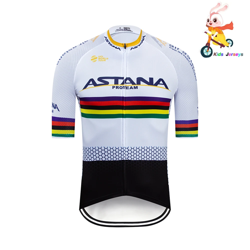 only jersey Детские Майки для велоспорта Астана Pro Team Ropa Ciclismo, летние майки с коротким рукавом, одежда для велоспорта для мальчиков, одежда для велосипеда - Цвет: only jersey