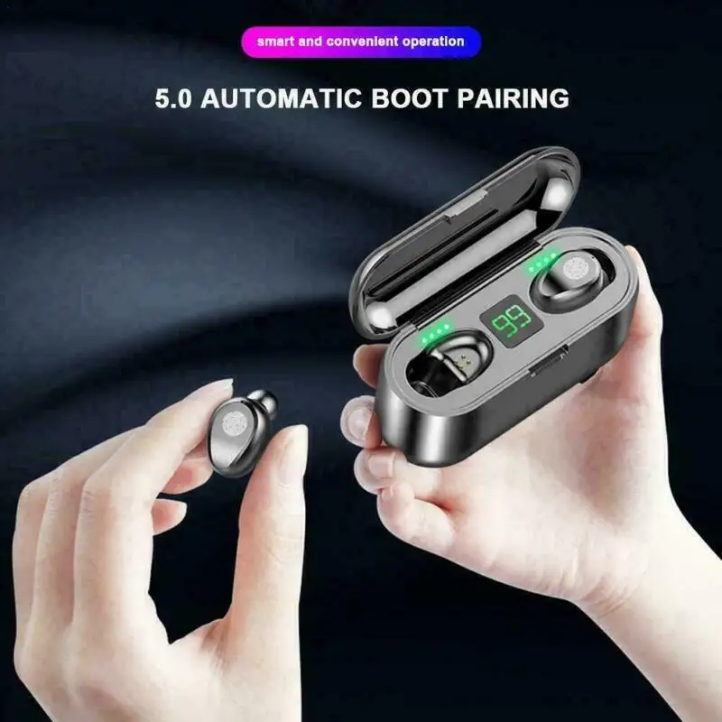 5 0 Bluetooth Wireless Earphone F9 TWS Wireless Headphone Bluetooth LED Display With 2000mAh Power Bank Headset With Microphone