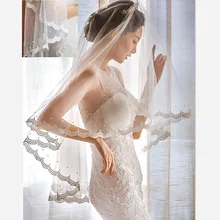 Dreamlike Свадебные вуали с аппликацией, жемчужные бусины,, 150 см, длинные белые тюлевые однослойные свадебные аксессуары для волос