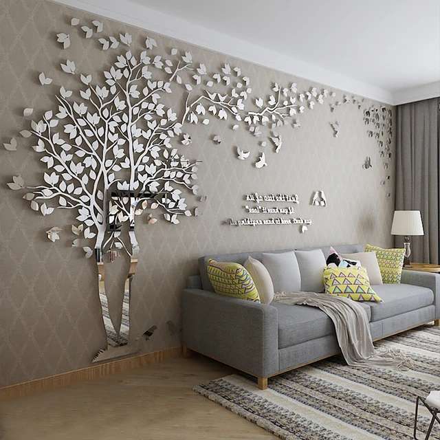 Adesivi murali a specchio 3D specchi da parete decorativi per alberi  decorazioni per la casa in