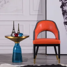 Светильник, роскошный кожаный обеденный стул, современный лаконичный домашний ресторанный стул, последовательный светильник, стул для приема