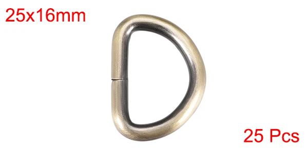 Bronze 1 inch-25mm Uxcell 25 шт. d-образное кольцо с пряжкой 0,63/0,8/1 дюймов металлическая полукруглая фурнитура для сумок ремни для рукоделия аксессуары - Цвет: Bronze 1 inch-25mm