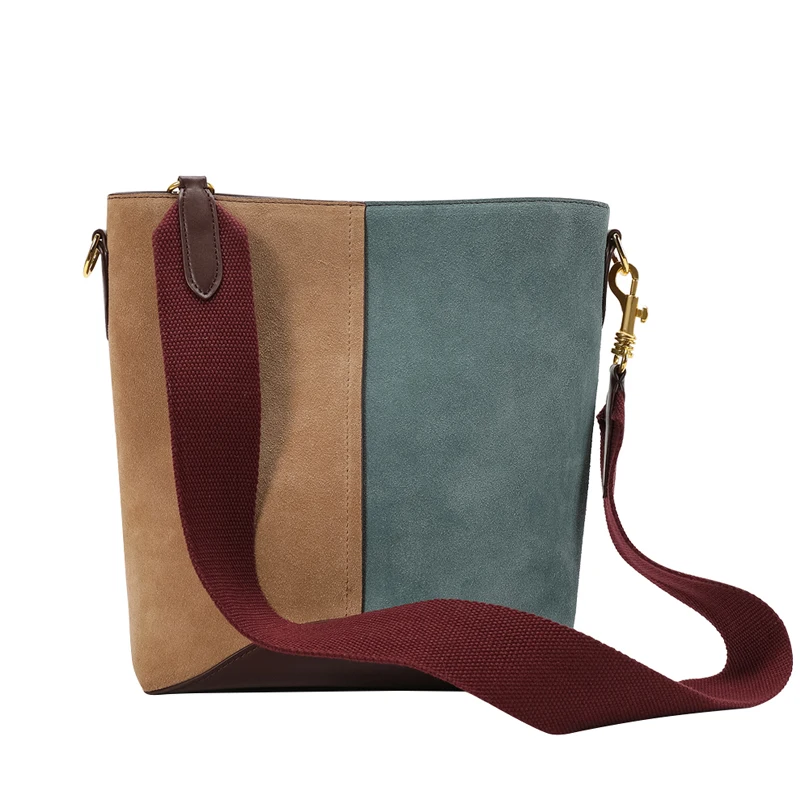 

New Vintage Women Bags Fashion Matte Design Ladies Bucket Bags High Capacity Patchwork Shoulder Crossbody Bags For Female Tote