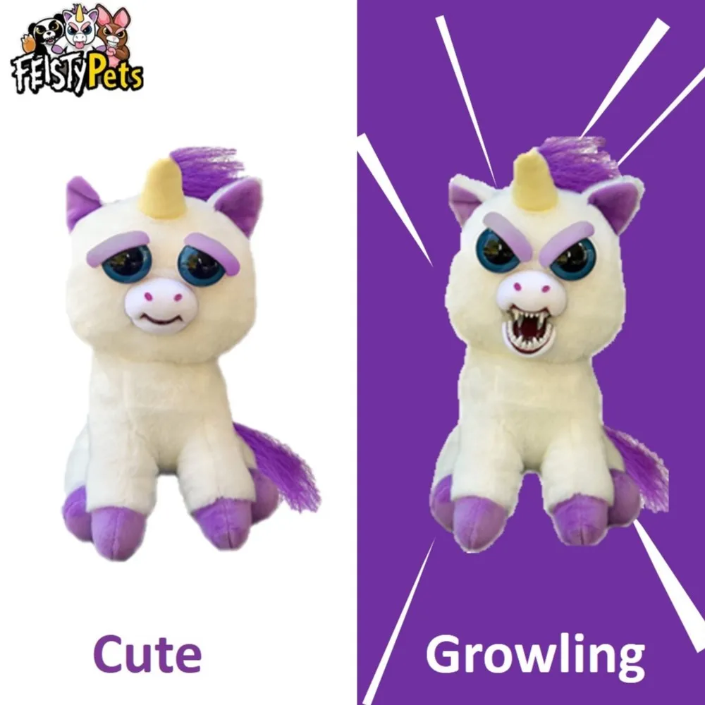 New Feisty Pets Glenda Glitterpoop Unicorn Fox Dog Plush Kids Fun Toys Gifts 25a 