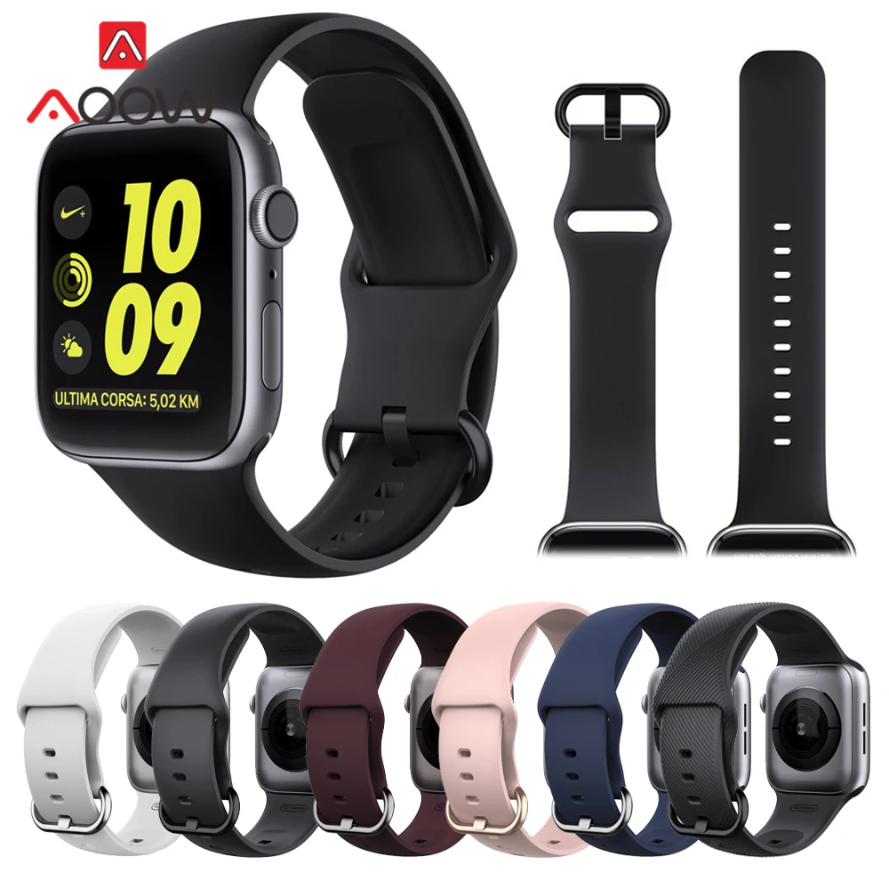 Ремешок для наручных часов Apple Watch Series 5 4 40 мм 44 мягкий спортивный силиконовый ремешок Браслет для наручных часов iwatch, версия 1, 2, 3, ремешок 38