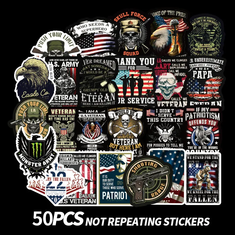 Kawaii 50 Memorial Veterans Американский Праздник Наклейка ПВХ граффити наклейка чемодан гитара Авто Наклейка Водонепроницаемая наклейка s