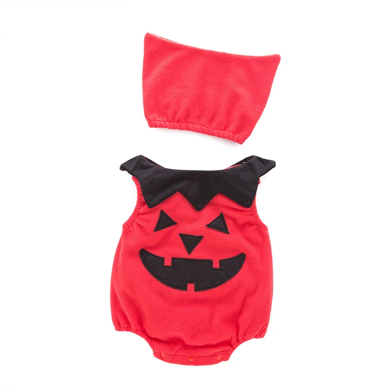 Baby Girls Boys kids Cosplay Halloween Kid Pumpkin Smiley face Suit Top romper+hat Clothes Costumes | Мать и ребенок