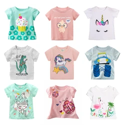 Crianças unicórnio dinossauro t shirts verão dos desenhos animados impresso meninas t crianças crianças crianças topos de manga curta roupas