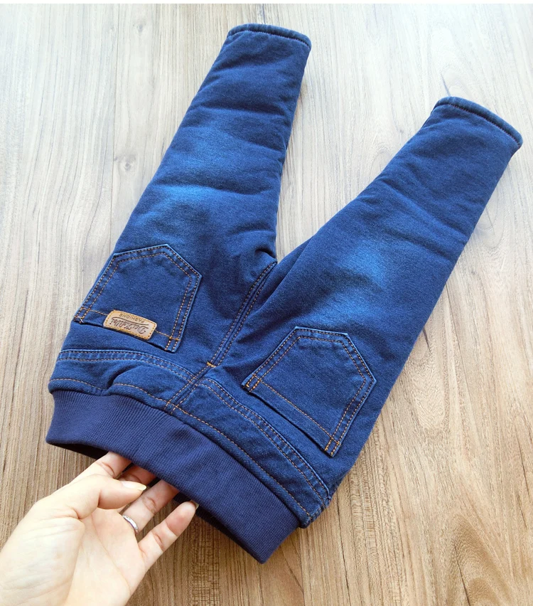 Children Winter Jeans Winter Puls Velvet Kids Thicken Warm Trousers Denim Pants For Toddler Baby Boys 1-6 Years TX075