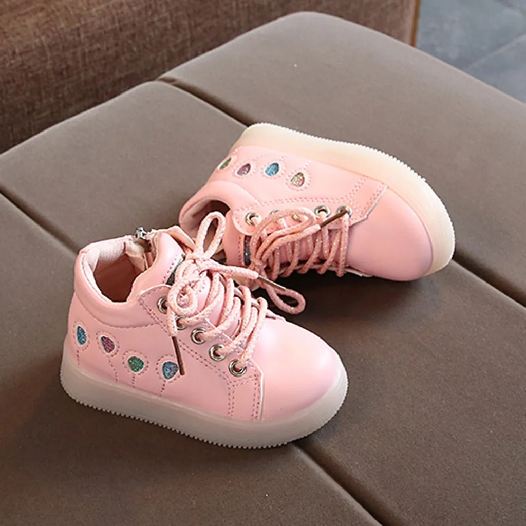Детские джинсовые штаны для маленьких девочек клипсы для воздушных шаров, пайетки на молнии со светодиодной подсветкой светящиеся спортивная полусапожки обувь, детская обувь, женские кроссовки