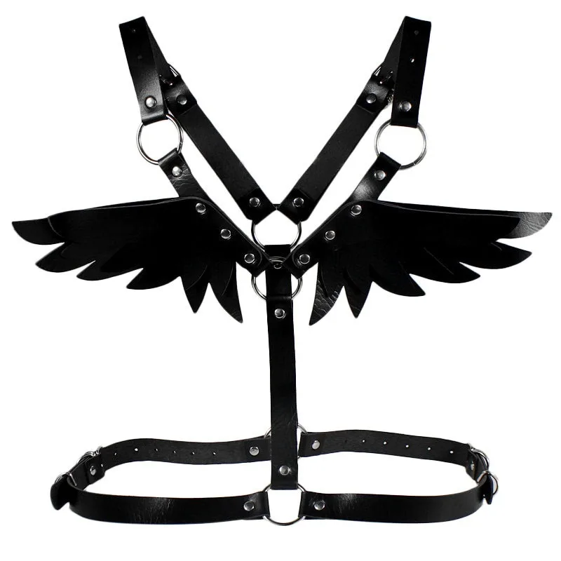Decopunk Wings Leather Harness Bondage Halterneck Beach Collar Gothic Waist Shoulder Necklaces Sexy Statement Party Jewelry Gift