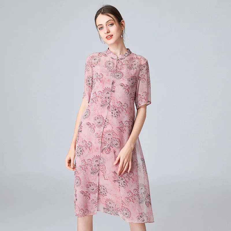 Roze Chiffon Bloemen Zijden Jurken Vrouwen 2020 Zomer Merk Lange Casual Sexy Kantoor Werk Boho Jurk Plus Size Elegante Dropship Roze Chiffon Bloemen Zijden Jurken Vrouwen 2020 Zomer Merk Lange Casual Sexy Kantoor Werk Boho Jurk Plus Size Elegante Dropship