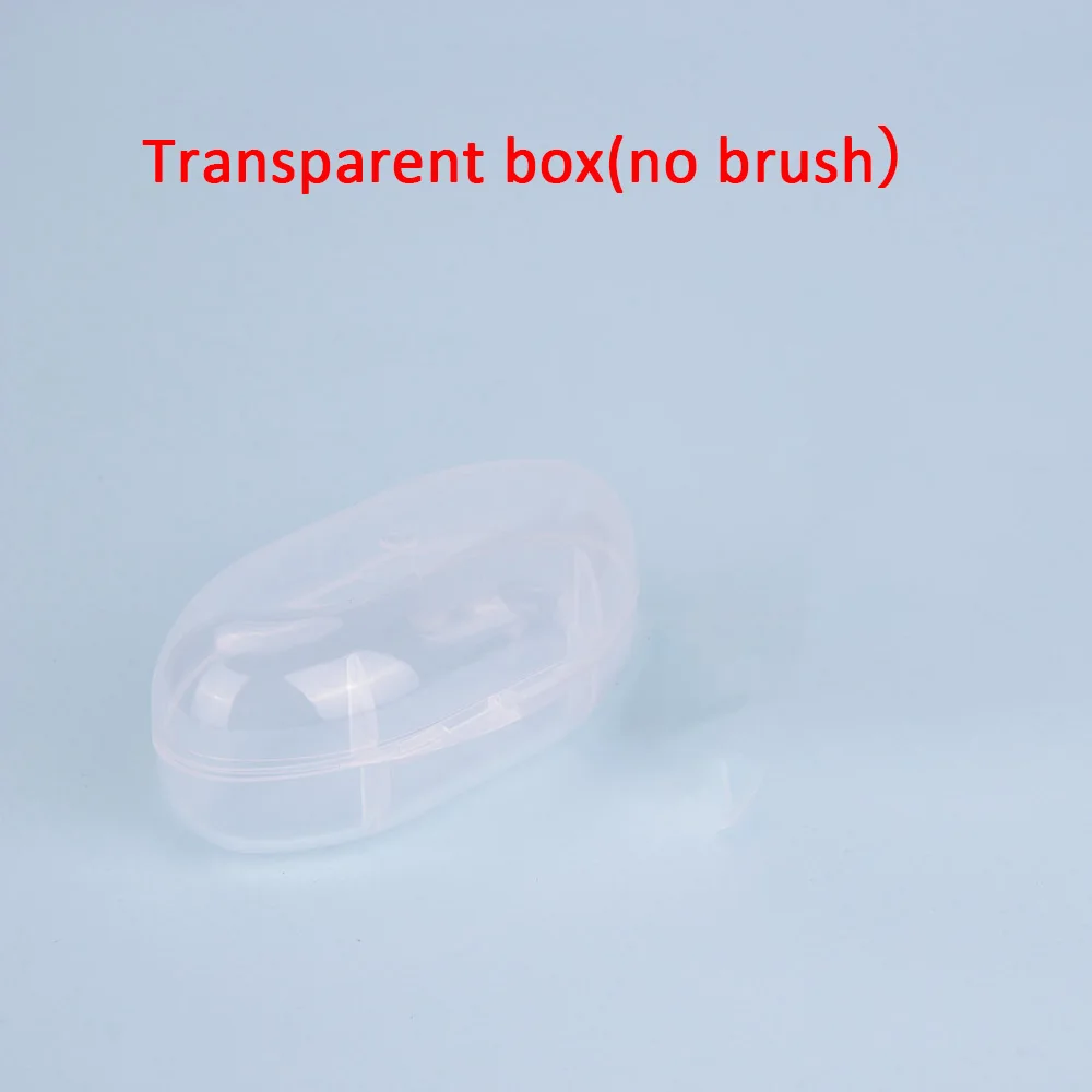 Transparent(no brush Quaslover детская зубная щетка для пальцев для младенцев, Силиконовая зубная щетка для детей, Чистящая Щетка для детей, прозрачная Массажная щетка, контейнер, коробка - Цвет: Transparent(no brush