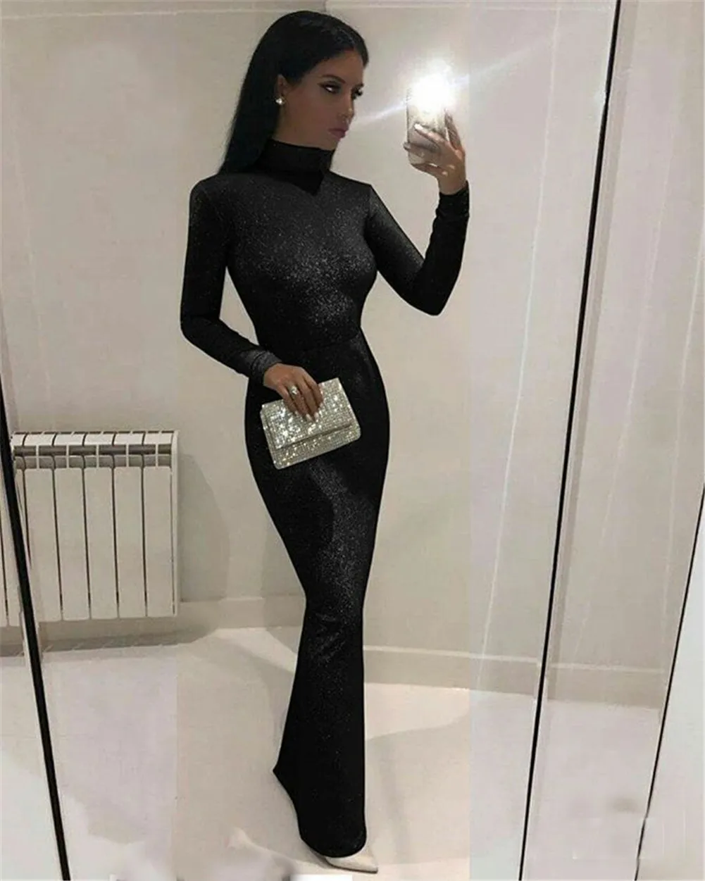 turtleneck bodycon maxi dress