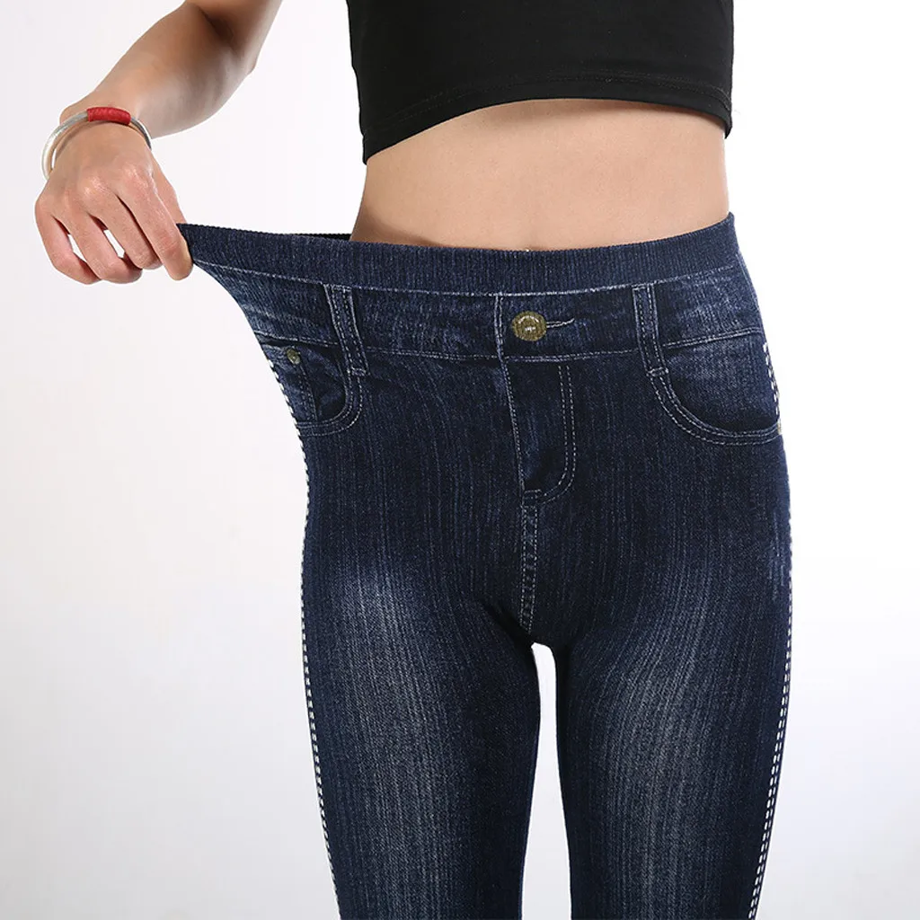 Модные женские леггинсы, женские джинсы с принтом, обтягивающие штаны с подтяжками, одежда Polainas L511