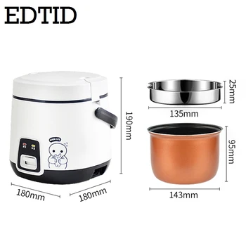 

EDTID 1.2L Mini Electric Rice Cooker 2 Layers Food Steamer Multifunction Meal Cooking Pot 1-2 People Heating Lunch Box EU US