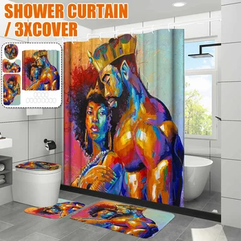 

180x180cm Bathroom Set Waterproof Shower Curtain Bath Cover Bathroom Decor Oil Painting of Prince and Princess Type
