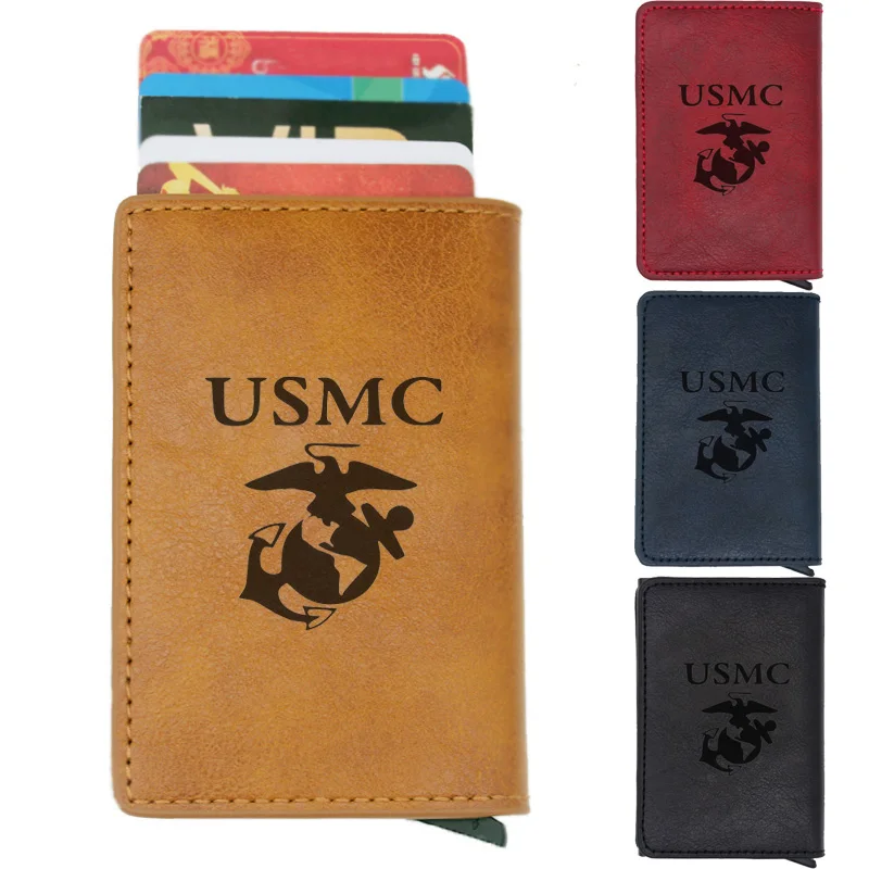 2019 Новый USMC Marines Дизайн кредитных карт мужские кошельки rfid Винтаж Черный короткий кошелек кожаный бумажник маленький кошелек