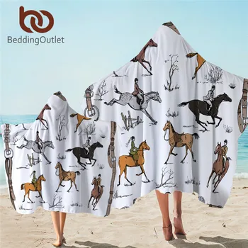 

BeddingOutlet Equestrian Hooded Towel England Tradition Horse Riding Bath Towel With Hood Sports Wearable Beach Wrap Blanket