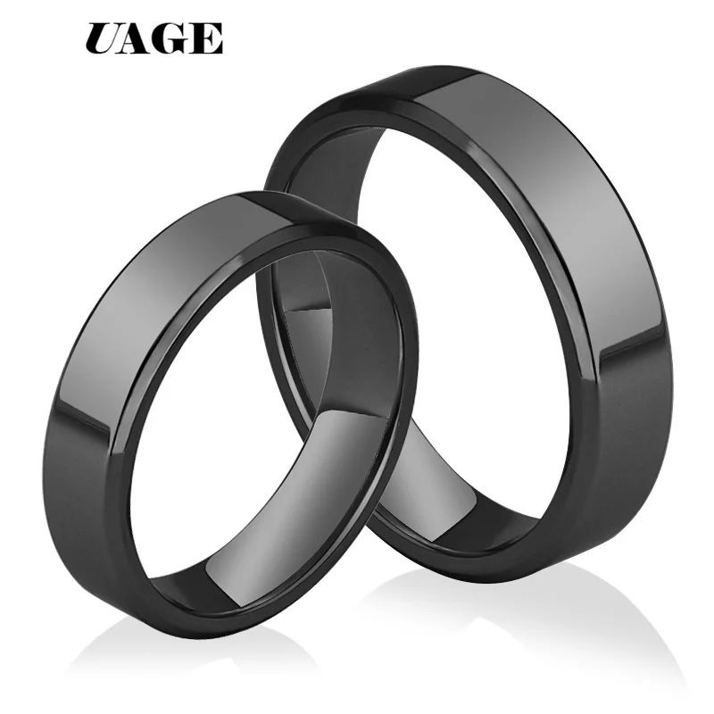 

UAGE High Quality Titanium Stainless Steel Rings Black For Men Gold Silver Rose Multi Color Smart US Size 5-11