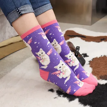 

Women Cat Socks New European and American Wind Tube Socks Animal Series Fashionable and Colorful Socks Female Cotton Socks Lady