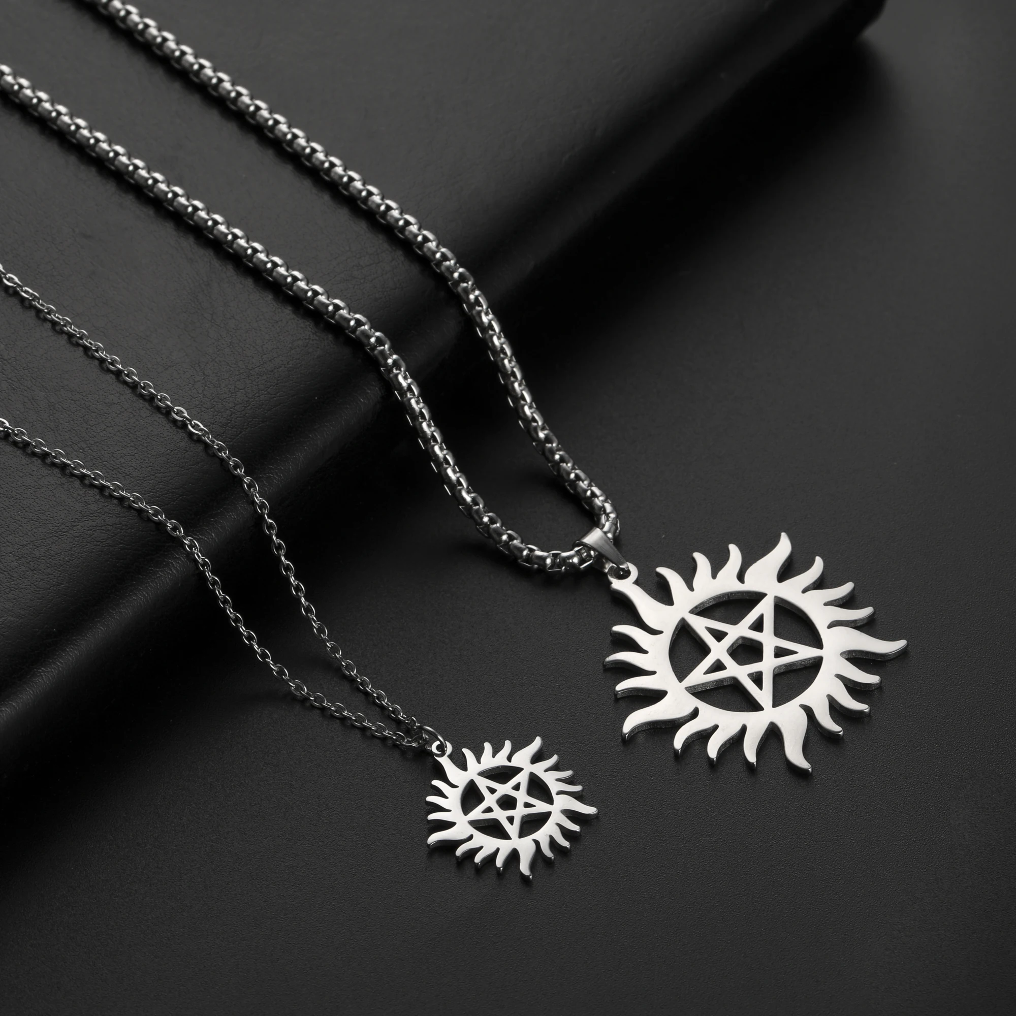 Chain Necklaces Skyrim Statement-Box Jewelry Women Supernatural Dean Stainless-Steel