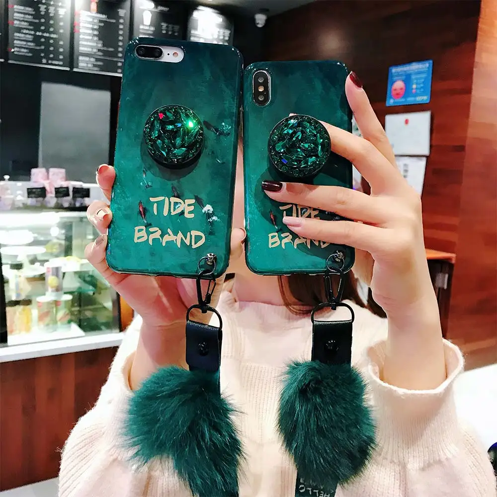 KISSCASE Роскошные зеленые чехлы для телефонов iPhone 6 6S 7 8 Plus X XS MAX XR горный хрусталь