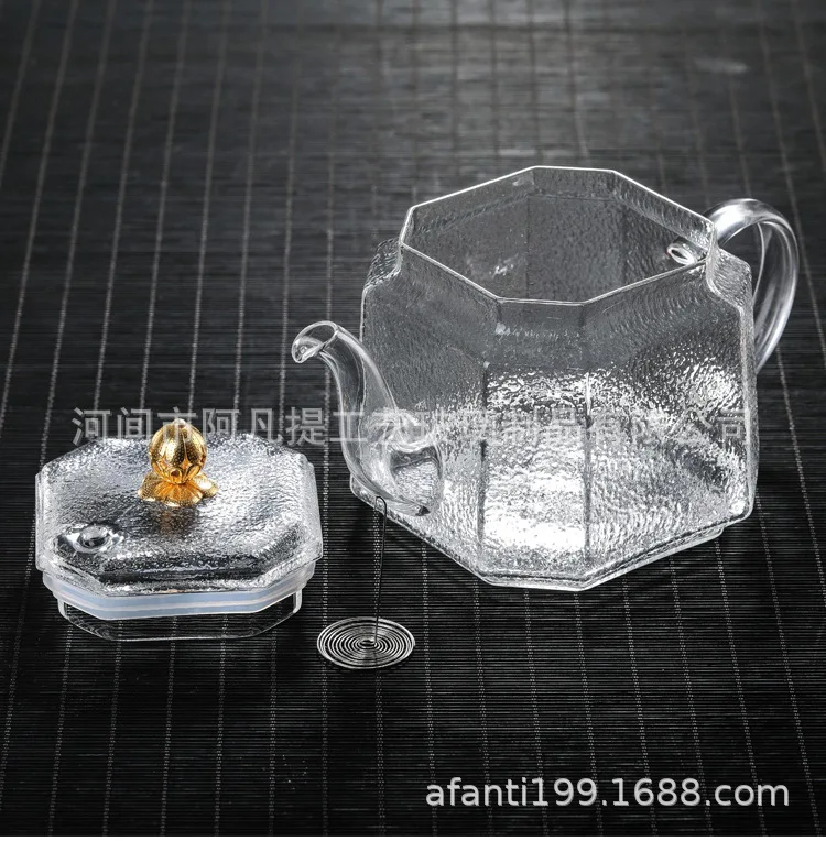 New Style High-temperature Resistant Glass Teapot Octagon Pot Kerman Fire Will Burn without Cracking Borosilicate Glass Tea Set