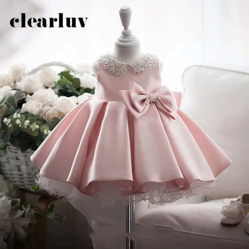 Платье принцессы с бантом элегантное розовое платье цветочные платья для