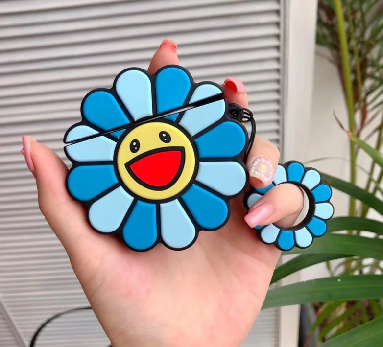 blue Высококачественные красивые рисунки из мультфильма ПВХ беспроводные наушники чехол для мальчиков и девочек сувениры для вечеринки ко дню рождения Airpods Чехлы рождественские лучшие подарки - Цвет: blue