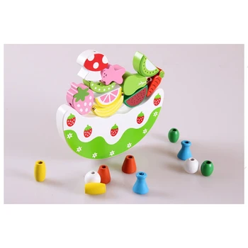 

Fruit cake Blocks Cutting Game wooden Early Education Play House Toy for Children Baby Color Random