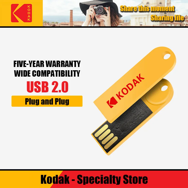 USB флеш-накопитель Kodak K212, 16 ГБ, 32 ГБ, 64 ГБ, флешка, пластиковый ключ, флешка USB 2,0, карта памяти, флеш-накопитель memoria CEL