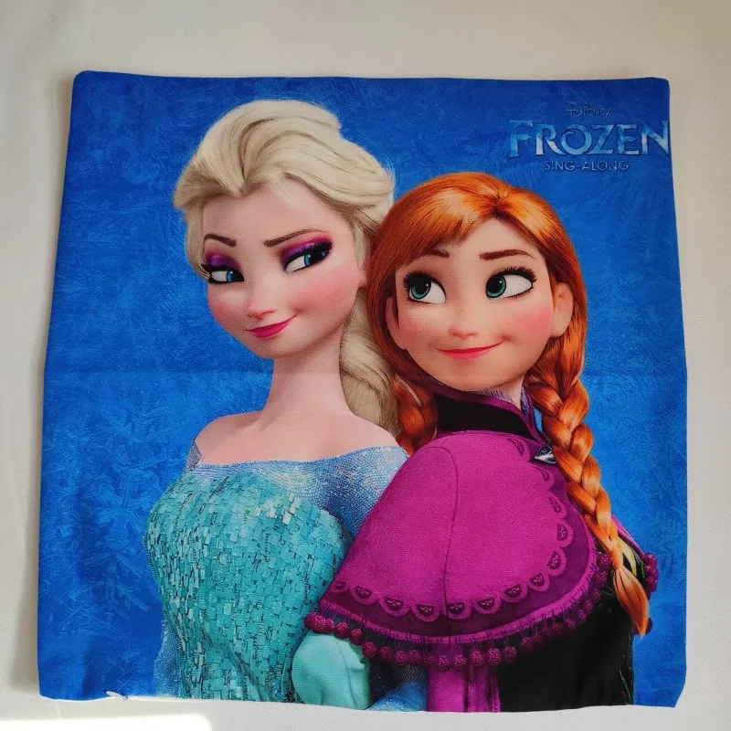 Housse de coussin 2 pièces de dessin animé | Disney Elsa Anna, princesse des neiges, décoration/sieste sur canapé de chambre, cadeau d'anniversaire pour bébés filles