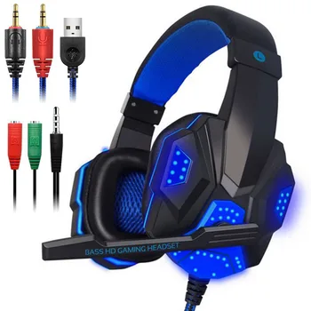 

Gaming Headset with Mic and LED Light for Laptop Computer PS4 3.5mm Wired Noise Isolation Volume Control Gaming Headphone