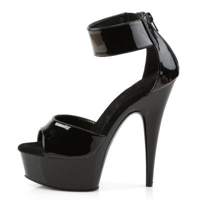 Black 15cm Heel Черные босоножки на платформе летние туфли на высоком каблуке 15 см женские красивые туфли на молнии с ремешком на щиколотке женские вечерние туфли с открытым носком - Цвет: Black 15cm Heel