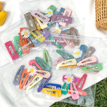 

8Pcs/set Mixed Color Geometric Hair Clip Headwear Set Candy Color Arylic Hairpins Hairgrips Barrette Women Hair Accessories