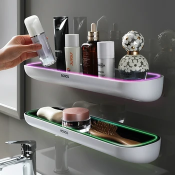 

GURET Drainage Bathroom Shelf Wall Mounted Shower Shelf Shampoo Towel Holder Kitchen Storage Rack Home WC Bathroom Accessories