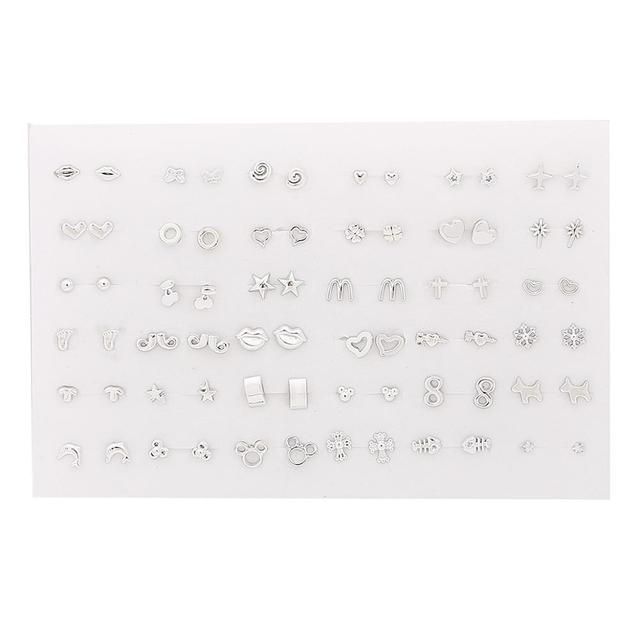 Women Plastic Crystal Small Stud Earrings Set Girl Heart Star Animal Moon Crown Sun Flower Earring Brincos Jewelry