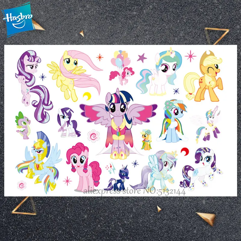 My Little Pony принцесса мультфильм временная татуировка наклейка для девочки мультфильм игрушка Водонепроницаемый День рождения инструмент подарок для девочки - Цвет: Коричневый