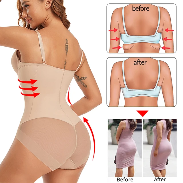 Women Slimming Bodysuits One-piece Shapewear Tops Tummy Control Body Shaper Seamless Camisole Jumpsuit with Built-in Bra 4