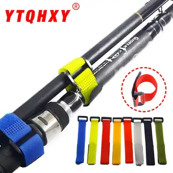 

10pcs Latest fishing rod strap tied nylon button strap anti-tie fishing rod binding outdoor fishing gear tool random color