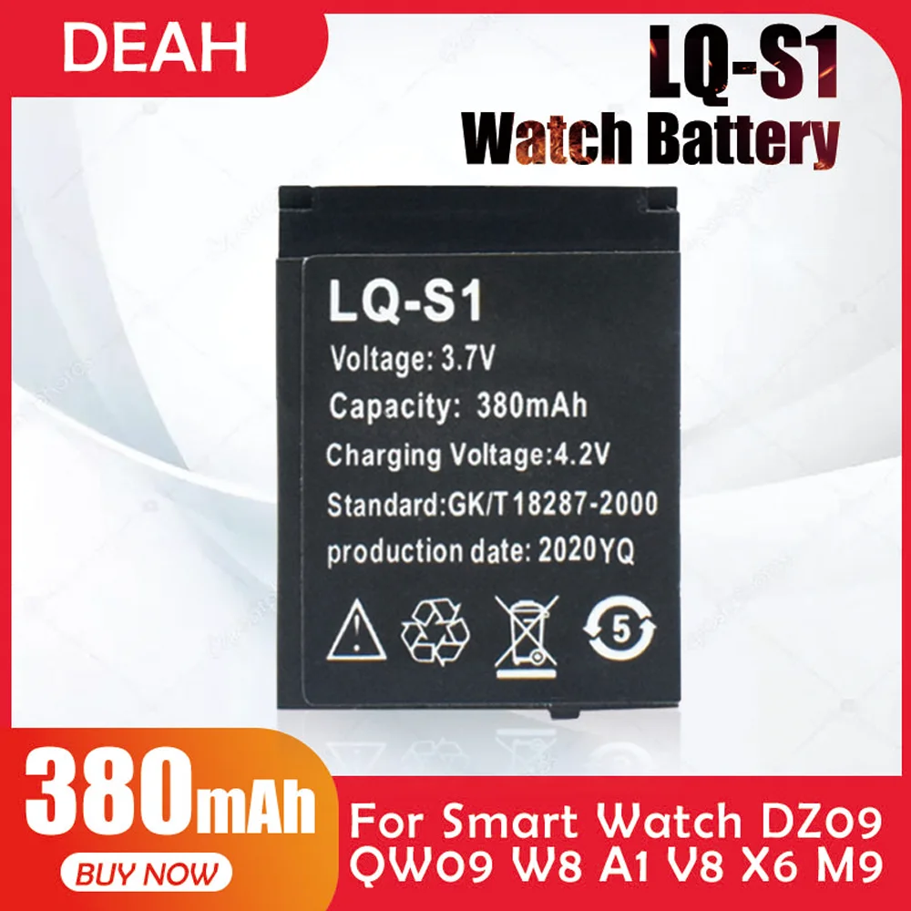 3.7V 380mAh SmartWatch Rechargeable Battery For DZ09 Backup Bateria For KSW S6 RYX NX9 A1 Smart