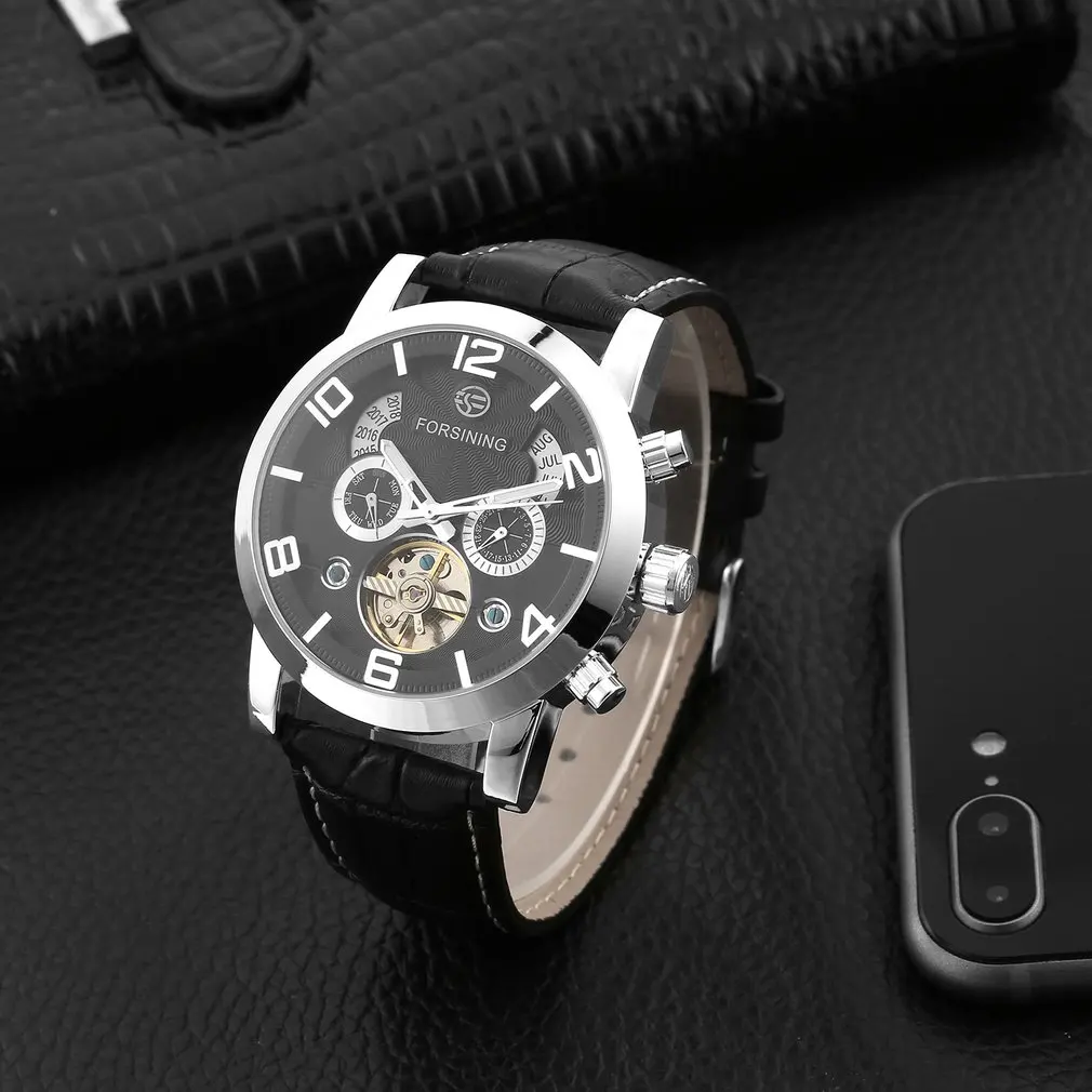 

Forsining Multifunctional Men Watch Stainless Steel Case Casual Full Automatic Mechanical Watch with Complete Clendar Hot