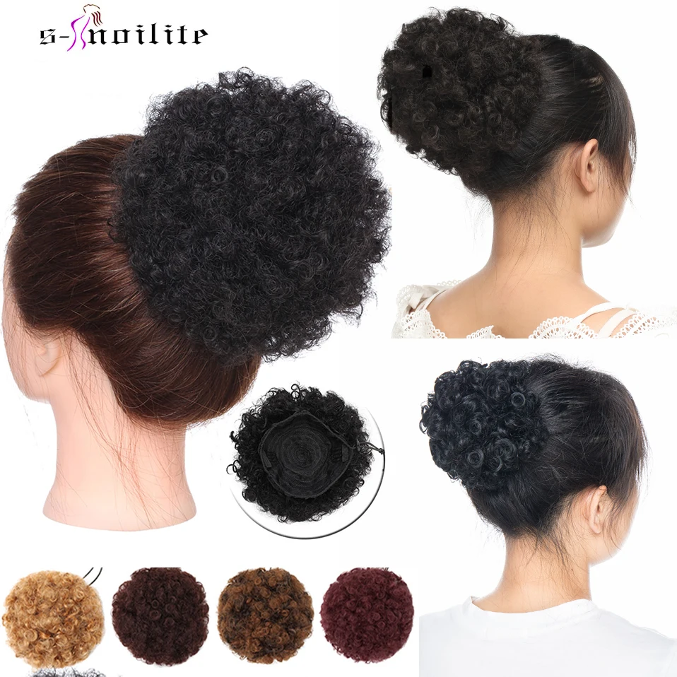 S noilite 6 &quot8&quot Синтетические пушистые Афро Короткие вьющиеся шиньон волосы